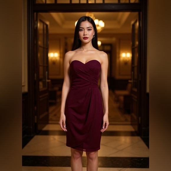 Strapless Deep Purple Dress BlLL LEVKOFF - Picture 6 of 6